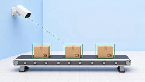 Illustrative camera view of activity at a production line stage