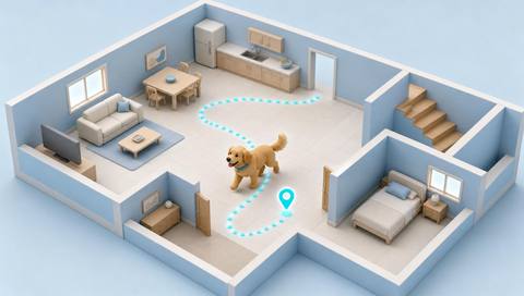 Illustration of an animal path across one monitored camera scene
