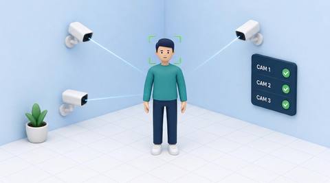 Illustrative separate camera views compared during a sighting review