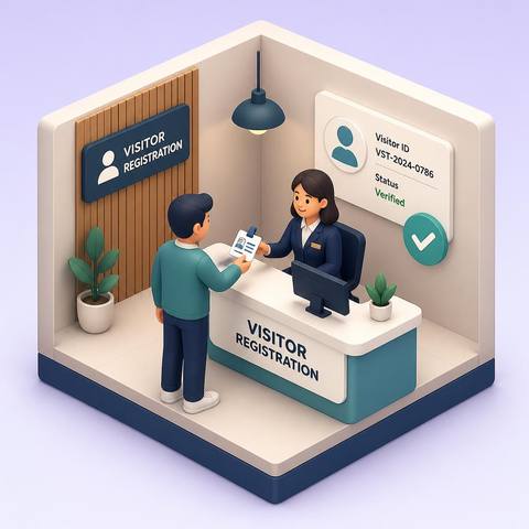 Illustrative visitor check-in area