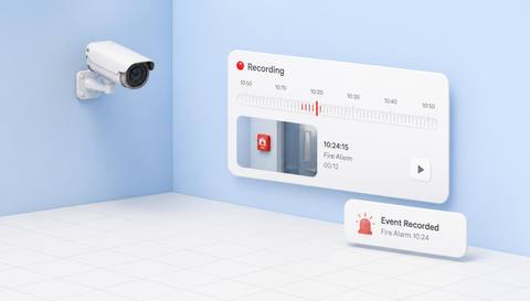 Illustrative event record with associated camera media