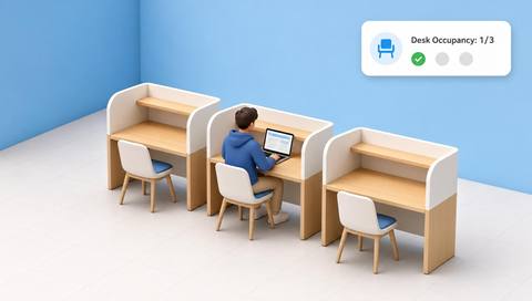 Illustrative desk area viewed for seat presence rather than screen content