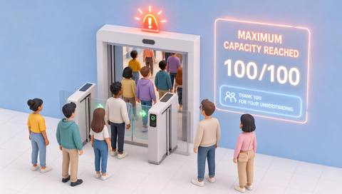 Illustrative room occupancy compared with a defined threshold