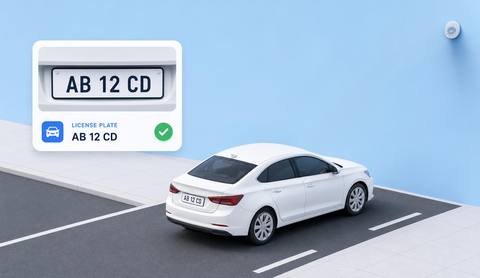 Illustrative vehicle image with a plate region and candidate characters