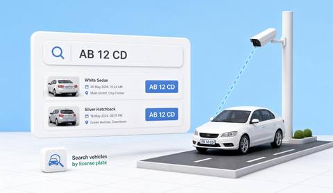 Illustrative vehicle-record search with candidate plate matches